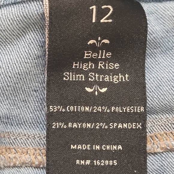 Nanette Lepore Belle high rise slim straight light was distressed denim jeans 12 - Picture 4 of 8